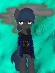 Size: 768x1024 | Tagged: safe, artist:apurplederp, artist:lonelycross, banned from derpibooru, deleted from derpibooru, derpibooru import, oc, oc:rhythmic tune, unofficial characters only, grunge, haze, smoke, solo