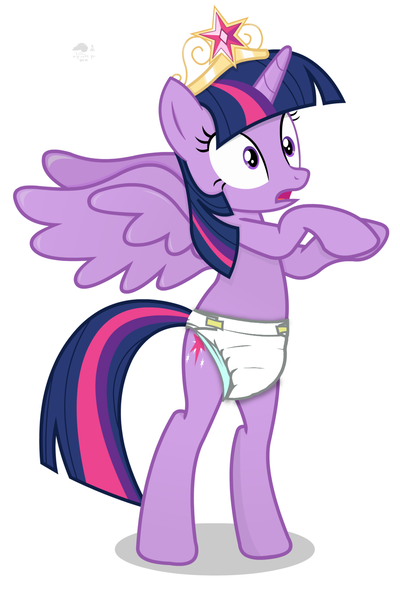 Size: 1024x1537 | Tagged: questionable, banned from derpibooru, deleted from derpibooru, derpibooru import, edit, twilight sparkle, alicorn, big crown thingy, diaper, diaper edit, diaper fetish, element of magic, fetish, jewelry, regalia, twilight sparkle (alicorn)