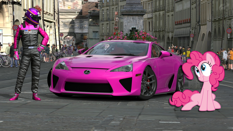 Size: 2478x1393 | Tagged: safe, artist:nestordc, banned from derpibooru, deleted from derpibooru, derpibooru import, pinkie pie, car, gran turismo, lexus, lexus lfa, solo