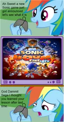 Size: 567x1070 | Tagged: safe, banned from derpibooru, deleted from derpibooru, derpibooru import, rainbow dash, amy rose, doctor eggman, exploitable meme, knuckles the echidna, meme, miles "tails" prower, mouthpiece, obligatory pony, sega, sonic boom, sonic the hedgehog, sonic the hedgehog (series), sticks the badger, tv meme