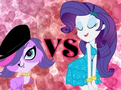 Size: 1023x767 | Tagged: safe, banned from derpibooru, deleted from derpibooru, derpibooru import, rarity, equestria girls, crossover, dancing, littlest pet shop, solo, versus, zoe