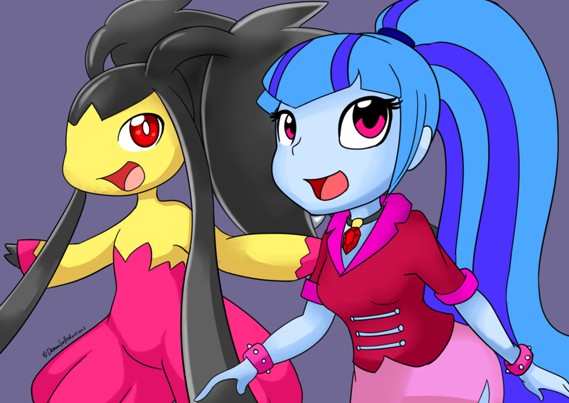 Size: 1024x724 | Tagged: safe, artist:demonfox, banned from derpibooru, deleted from derpibooru, derpibooru import, sonata dusk, mawile, equestria girls, rainbow rocks, crossover, mega evolution, mega mawile, pokémon