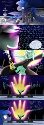 Size: 1920x5400 | Tagged: safe, artist:amarcato, banned from derpibooru, deleted from derpibooru, derpibooru import, lyra heartstrings, princess luna, pony, bipedal, carl, cloak, clothes, comic, crazy face, faic, hand, insanity, keyblade, kingdom hearts, llamas with hats, parody, text, wall of text