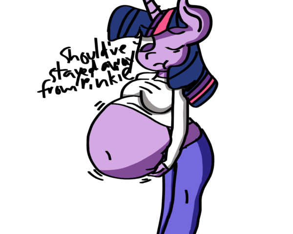 Size: 600x480 | Tagged: safe, artist:perlast, banned from derpibooru, deleted from derpibooru, derpibooru import, twilight sparkle, anthro, belly, big belly, fat, stuffing, twilard sparkle, weight gain