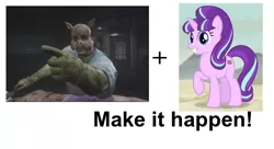 Size: 778x424 | Tagged: safe, banned from derpibooru, deleted from derpibooru, derpibooru import, starlight glimmer, batman, batman arkham knight, blood, clothes, dollatrons, exploitable meme, gloves, knife, make it happen, mask, meme, professor pyg, youtube link