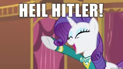 Size: 610x343 | Tagged: safe, banned from derpibooru, deleted from derpibooru, derpibooru import, screencap, rarity, adolf hitler, caption, heil, image macro, meme, nazi, nazi salute, out of context, text