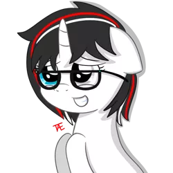 Size: 750x750 | Tagged: safe, artist:theeggroller, banned from derpibooru, deleted from derpibooru, derpibooru import, oc, oc:astral charm, unofficial characters only, bust, female, filly, foal, glasses, heterochromia, portrait, simple background, solo, tae, transparent background