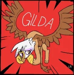 Size: 311x318 | Tagged: safe, artist:liquidrabbitz, banned from derpibooru, deleted from derpibooru, derpibooru import, gilda, gryphon, angry, female, flockmod, flying, solo, wings