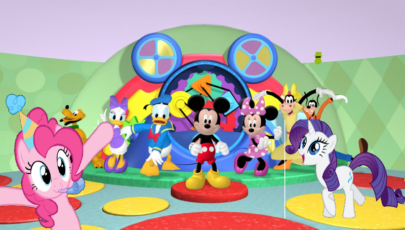 Size: 1904x1080 | Tagged: safe, banned from derpibooru, deleted from derpibooru, derpibooru import, pinkie pie, pluto, rarity, 1000 hours in ms paint, clarabelle cow, crossover, daisy duck, donald duck, goofy, mickey mouse, minnie mouse, the mickey mouse clubhouse