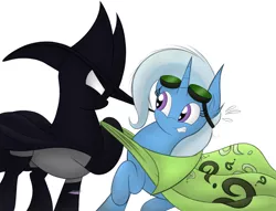 Size: 1700x1300 | Tagged: safe, artist:onlytheponies, banned from derpibooru, deleted from derpibooru, derpibooru import, mare do well, trixie, batman, batmare, the riddler
