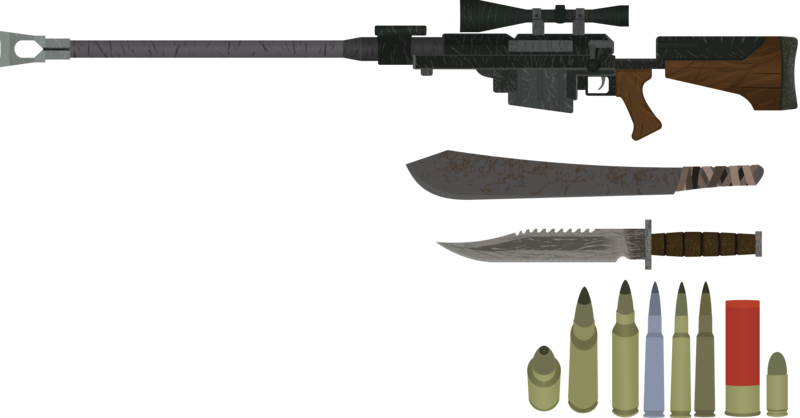 Size: 6000x3132 | Tagged: safe, artist:magister39, banned from derpibooru, deleted from derpibooru, derpibooru import, fallout equestria, absurd resolution, ammunition, anti-materiel rifle, arsenal, gun, knife, no pony, pgm hecate ii, rifle, sniper rifle, weapon