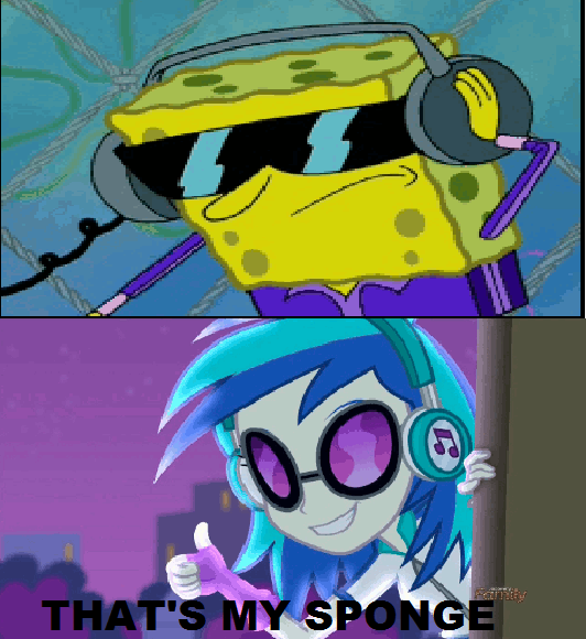 Size: 532x580 | Tagged: safe, banned from derpibooru, deleted from derpibooru, derpibooru import, screencap, vinyl scratch, equestria girls, rainbow rocks, caption, image, image macro, meme, png, spongebob squarepants, spongebob squarepants (character), text, that's my x