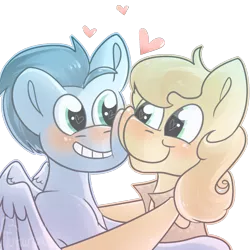 Size: 1024x1024 | Tagged: safe, artist:tentauncool, banned from derpibooru, deleted from derpibooru, derpibooru import, braeburn, soarin', blushing, gay, heart, heart eyes, hug, male, shipping, simple background, soarburn, transparent background, wingding eyes