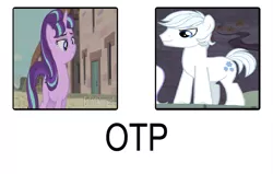 Size: 699x444 | Tagged: safe, banned from derpibooru, deleted from derpibooru, derpibooru import, double diamond, starlight glimmer, the cutie map, crack shipping, exploitable meme, meme, otp, shipping