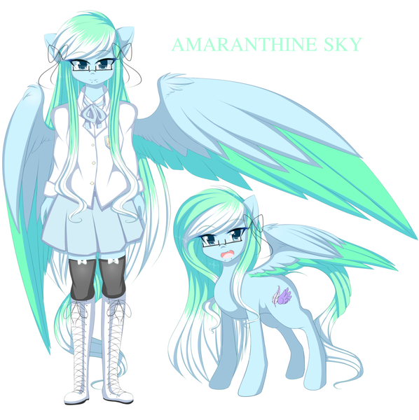 Size: 1024x1027 | Tagged: safe, artist:pastelmistress, banned from derpibooru, deleted from derpibooru, derpibooru import, oc, oc:amaranthine sky, unofficial characters only, anthro, clothes, self ponidox, skirt