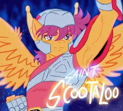 Size: 593x539 | Tagged: safe, artist:toxicscootaloo, banned from derpibooru, deleted from derpibooru, derpibooru import, scootaloo, anthro, armpits, crossover, rule 63, saint seiya, scooteroll, solo