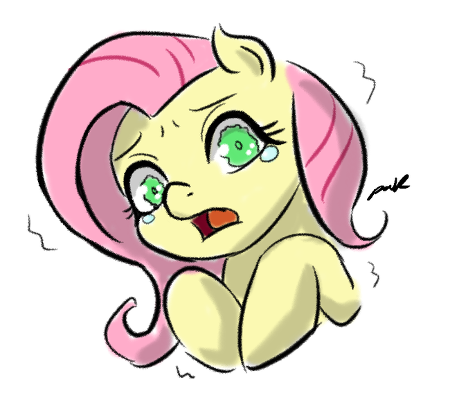 Size: 721x666 | Tagged: safe, artist:the-park, banned from derpibooru, deleted from derpibooru, derpibooru import, fluttershy, crying, reaction image, scared, shaking, shivering, sketch, solo, teary eyes