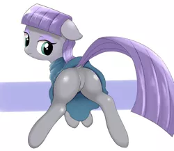 Size: 800x694 | Tagged: suggestive, artist:dambitail, banned from derpibooru, deleted from derpibooru, derpibooru import, maud pie, dock, featureless crotch, looking back, solo