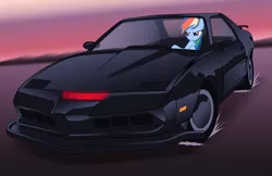 Size: 2480x1610 | Tagged: safe, artist:culu-bluebeaver, banned from derpibooru, deleted from derpibooru, derpibooru import, rainbow dash, driving, k.i.t.t., knight rider