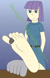 Size: 600x924 | Tagged: suggestive, artist:b-cacto, banned from derpibooru, deleted from derpibooru, derpibooru import, maud pie, human, barefoot, feet, fetish, foot fetish, humanized, watermark