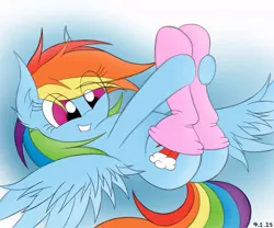 Size: 979x816 | Tagged: suggestive, artist:onlytheponies, banned from derpibooru, deleted from derpibooru, derpibooru import, rainbow dash, butt, clothes, cute, legs in air, lip bite, plot, simple background, socks, solo