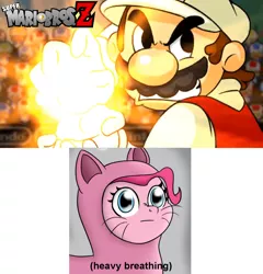 Size: 1920x2000 | Tagged: safe, banned from derpibooru, deleted from derpibooru, derpibooru import, pinkie pie, catsuit, clothes, fire mario, heavy breathing, hype train, mario, super mario bros z