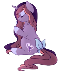 Size: 500x600 | Tagged: safe, artist:floofurr, banned from derpibooru, deleted from derpibooru, derpibooru import, oc, oc:lavender aroma, unofficial characters only, bow, comb, long hair, tail bow