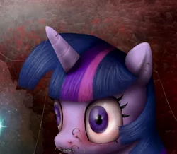 Size: 550x480 | Tagged: grimdark, artist:ioncorupterx, banned from derpibooru, deleted from derpibooru, derpibooru import, twilight sparkle, blood, fishing hook, frown, gritted teeth, hook, hooks, solo, wide eyes
