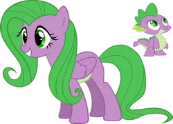 Size: 1024x739 | Tagged: safe, artist:absolutecactus, banned from derpibooru, deleted from derpibooru, derpibooru import, edit, fluttershy, spike, ponified, palette swap, ponified spike, recolor, species swap