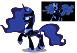 Size: 1024x711 | Tagged: safe, artist:absolutecactus, banned from derpibooru, deleted from derpibooru, derpibooru import, nightmare moon, princess luna, alicorn, pony, palette swap, raised hoof, recolor, simple background, transparent background