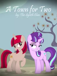 Size: 603x797 | Tagged: safe, artist:php86, artist:starlessnight22, banned from derpibooru, deleted from derpibooru, derpibooru import, starlight glimmer, oc, oc:evening glitter, a town for two, bedroom eyes, canon x oc, collaboration, female, lesbian, shipping, tree