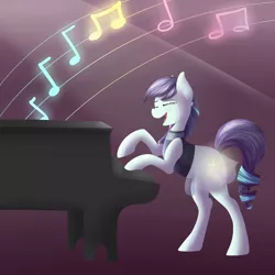 Size: 2000x2000 | Tagged: safe, artist:phelorena, banned from derpibooru, deleted from derpibooru, derpibooru import, coloratura, pony, the mane attraction, bipedal, crying, glowing cutie mark, i am just a pony, playing piano, rara, solo, the magic inside