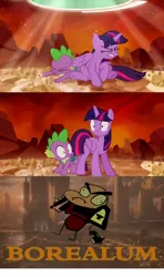Size: 640x1080 | Tagged: safe, banned from derpibooru, deleted from derpibooru, derpibooru import, screencap, spike, twilight sparkle, alicorn, dragon, the cutie re-mark, alternate timeline, backpack, crossover, dawn of awesome, dawn of war, exploitable meme, indrick boreale, meme, space marine, tirek's timeline, twilight sees the future, twilight sparkle (alicorn), warhammer 40k, warhammer (game)