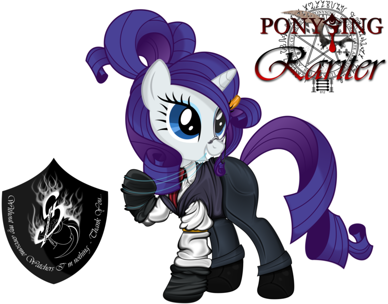 Size: 13142x10299 | Tagged: safe, artist:dimidiummorsumbra, banned from derpibooru, deleted from derpibooru, derpibooru import, rarity, absurd resolution, classy, crossover, hellsing, monocle, solo, walter c. dornez