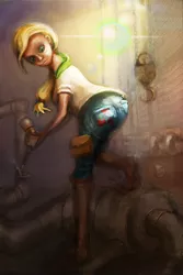 Size: 3200x4800 | Tagged: safe, artist:vitaj, banned from derpibooru, deleted from derpibooru, derpibooru import, applejack, human, hook, humanized, solo