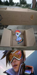 Size: 1314x2648 | Tagged: safe, banned from derpibooru, deleted from derpibooru, derpibooru import, fanfic:my little dashie, crossover, dashie meme, exploitable meme, good people finding dash meme, meme, obligatory pony, overwatch, tracer