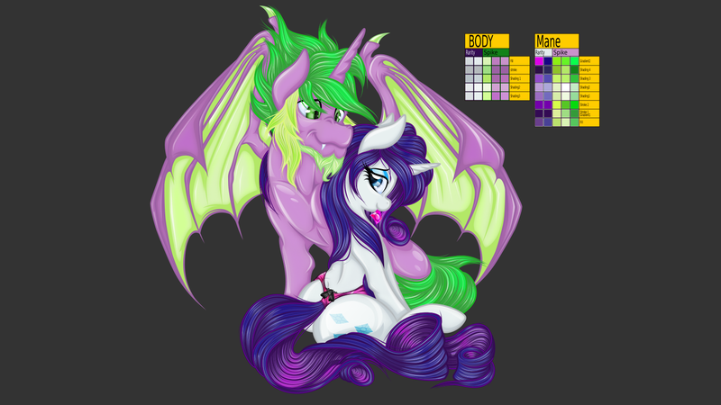 Size: 1536x864 | Tagged: suggestive, artist:dimidiummorsumbra, banned from derpibooru, deleted from derpibooru, derpibooru import, rarity, spike, ponified, dragon, pony, .svg available, beard, clothes, condom, condom in mouth, facial hair, female, male, mouth hold, older, older spike, panties, ponified spike, shipping, sparity, species swap, straight, svg, underwear, vector, winged spike