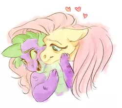 Size: 564x499 | Tagged: safe, artist:tegechu, banned from derpibooru, deleted from derpibooru, derpibooru import, fluttershy, spike, crying, female, heart, male, nuzzling, spikelove