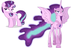Size: 1024x698 | Tagged: safe, artist:absolutecactus, banned from derpibooru, deleted from derpibooru, derpibooru import, edit, nightmare moon, starlight glimmer, palette swap, recolor, xk-class end-of-the-world scenario