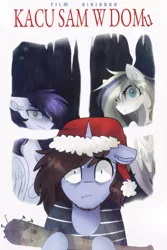 Size: 2000x2998 | Tagged: safe, artist:kirionek, banned from derpibooru, deleted from derpibooru, derpibooru import, oc, unofficial characters only, pegasus, pony, christmas, hat, holiday, home alone, santa hat, snow