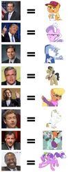 Size: 420x1065 | Tagged: safe, banned from derpibooru, deleted from derpibooru, derpibooru import, applejack, diamond tiara, discord, filthy rich, donald trump, harshwhinney, jappleack, politics, rand paul, rebel flag, snow, snowflake, ted cruz
