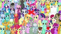Size: 1280x720 | Tagged: safe, banned from derpibooru, deleted from derpibooru, derpibooru import, edit, screencap, aloe, apple bloom, applejack, berry punch, berryshine, big macintosh, bon bon, bulk biceps, carrot cake, carrot top, cheerilee, cherry berry, cloudchaser, cup cake, daisy, derpy hooves, diamond tiara, doctor whooves, flitter, flower wishes, fluttershy, golden harvest, granny smith, lemon hearts, lily, lily valley, linky, lotus blossom, lyra heartstrings, mayor mare, medley, minuette, octavia melody, pinkie pie, pipsqueak, pokey pierce, pound cake, pumpkin cake, rainbow dash, rarity, roseluck, sassaflash, scootaloo, seafoam, sea swirl, shoeshine, silver spoon, snails, snips, spike, spring melody, sprinkle medley, starlight glimmer, sunshower raindrops, sweetie belle, sweetie drops, thunderlane, time turner, twilight sparkle, twinkleshine, twist, vinyl scratch, alicorn, the cutie re-mark, abuse, cutie mark crusaders, flower trio, glimmerbuse, mane seven, mane six, old drama, ponyville, smiling, snow, snowflake, spa twins, starlight glimmer is worst pony, starlight reformation drama, twilight sparkle (alicorn)