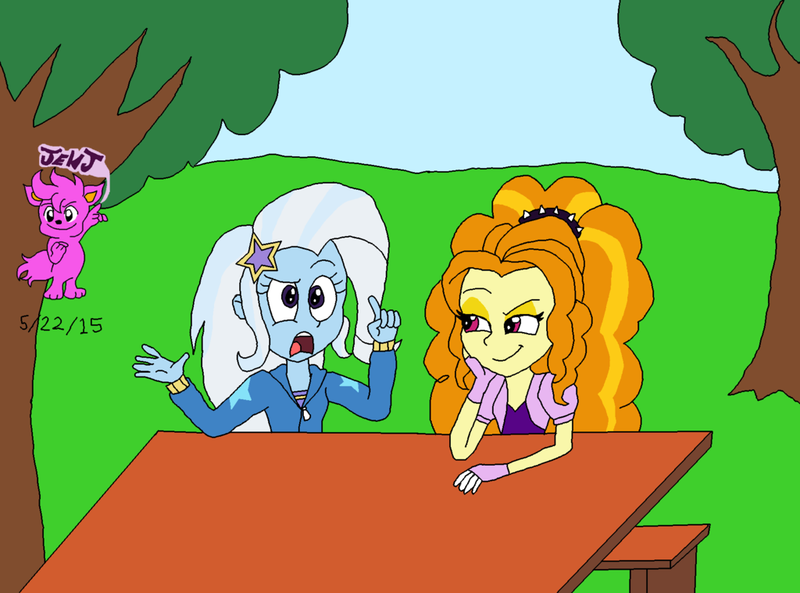 Size: 1024x759 | Tagged: safe, artist:resotii, banned from derpibooru, deleted from derpibooru, derpibooru import, adagio dazzle, trixie, equestria girls, female, fgsfds, lesbian, shipping, triagio