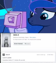 Size: 726x808 | Tagged: safe, banned from derpibooru, deleted from derpibooru, derpibooru import, princess luna, exploitable meme, falcon 9, meme, obligatory pony, rocket, sad, spacex, tv meme