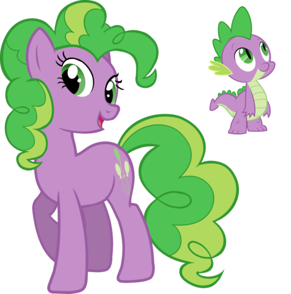 Size: 890x897 | Tagged: safe, artist:absolutecactus, banned from derpibooru, deleted from derpibooru, derpibooru import, edit, pinkie pie, spike, ponified, palette swap, ponified spike, recolor, species swap