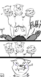 Size: 2000x3767 | Tagged: safe, artist:lisa400, banned from derpibooru, deleted from derpibooru, derpibooru import, cerberus (character), cerberus, 30 minute art challenge, comic, crying, fluffy, hagrid, harry potter, multiple heads, three heads