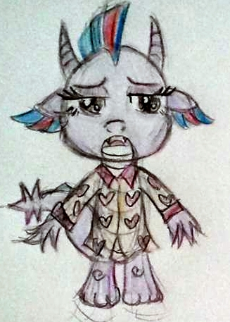 Size: 327x457 | Tagged: safe, artist:jklrxdk, banned from derpibooru, deleted from derpibooru, derpibooru import, twilight sparkle, dragon, clothes, dragonified, pajamas, solo, species swap, traditional art