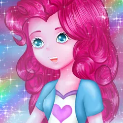 Size: 1000x1000 | Tagged: safe, artist:electricshine, banned from derpibooru, deleted from derpibooru, derpibooru import, pinkie pie, equestria girls, clothes, solo, sparkles