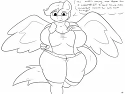 Size: 1600x1200 | Tagged: suggestive, artist:seriousbacon, banned from derpibooru, deleted from derpibooru, derpibooru import, scootaloo, anthro, age progression, ass, big breasts, breast expansion, breasts, busty scootaloo, butt, butt expansion, cleavage, clothes, female, growth, huge breasts, huge butt, jacket, jogging, large butt, mane, monochrome, muscle expansion, muscles, running, shorts, solo, solo female, spread wings, story included, tail, trace, wide hips, wings, workout