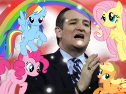 Size: 640x480 | Tagged: safe, banned from derpibooru, deleted from derpibooru, derpibooru import, applejack, fluttershy, pinkie pie, rainbow dash, breitbart, conservative, election, politics, republican, ted cruz